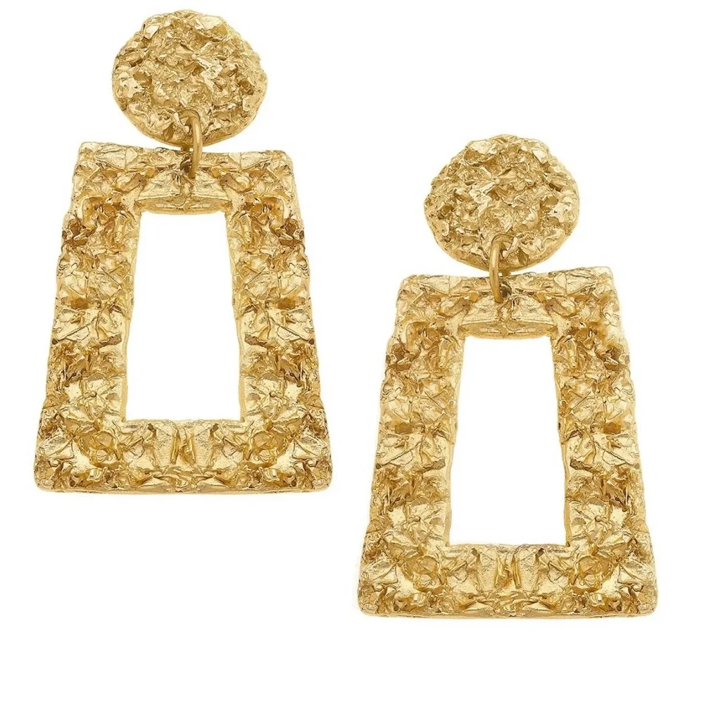 Susan Shaw Belle Quad Earrings w/Vtg French Foil Texture - Picture 1 of 6